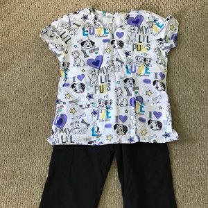 Scrubs (Disney Dog Top And Black Pants)
